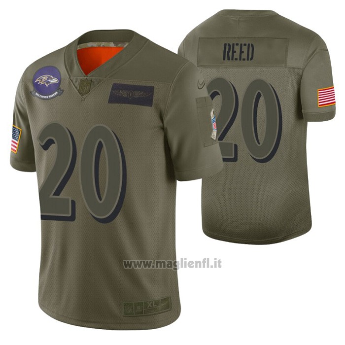 Maglia NFL Limited Baltimore Ravens Ed Reed 2019 Salute To Service Verde